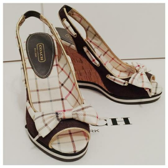 Coach Twirling Cork Slingback Peeptoe Wedge Pump 7 - Picture 5 of 11